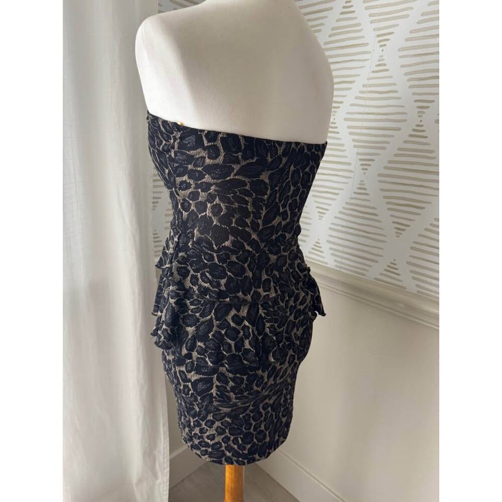 Shasa Women’s Medium Y2K Peplum Glitter Leopard Strapless Mini Dress - Picture 5 of 8